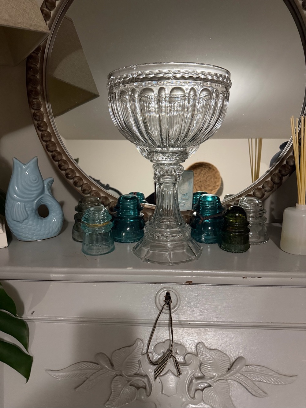 Vintage large pedestal bowl